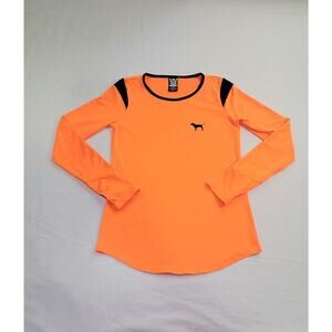 PINK Victoria's Secret Sz L Ultimate Neon Orange Long Sleeve Shirt Thumbholes C2